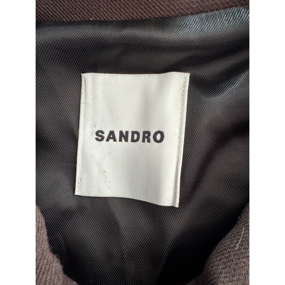 Sandro Titouan Brown Zip Up Bomber Jacket Marron Gold Button H25TITOUAN Size 42 - Picture 4 of 11